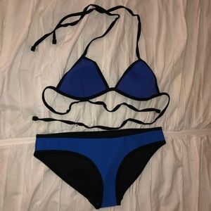 Blue triangle neoprene bikini